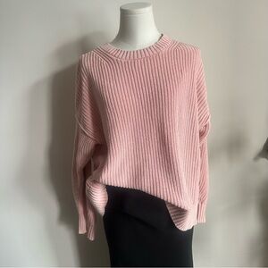 American Eagle Pink 100% Cotton Knit Oversized Sweater Size XS